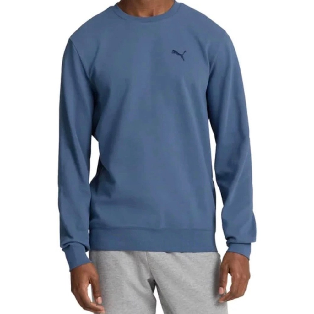 NWT Puma Mens Textured Crew Sweatshirt Blue Long‎ Sleeve Pullover XXL Gorpcore